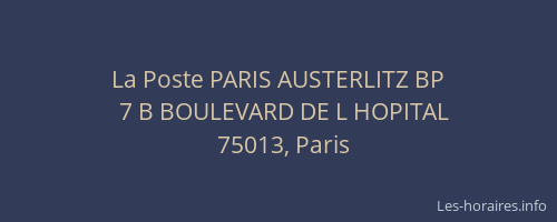 La Poste PARIS AUSTERLITZ BP