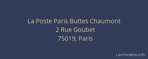 La Poste Paris Buttes Chaumont