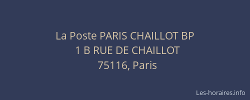 La Poste PARIS CHAILLOT BP