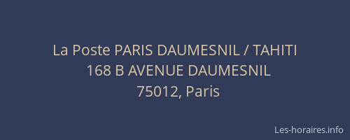 La Poste PARIS DAUMESNIL / TAHITI