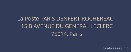 La Poste PARIS DENFERT ROCHEREAU