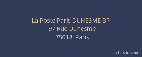 La Poste Paris DUHESME BP