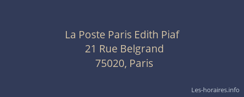 La Poste Paris Edith Piaf