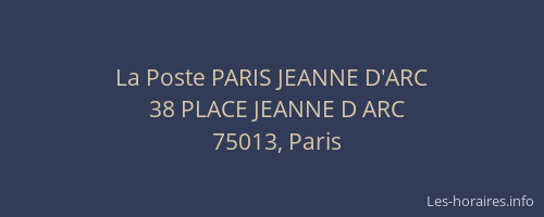 La Poste PARIS JEANNE D'ARC