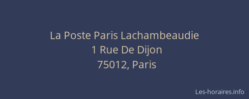 La Poste Paris Lachambeaudie