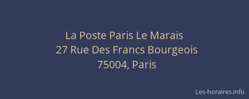 La Poste Paris Le Marais