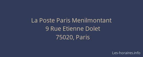 La Poste Paris Menilmontant