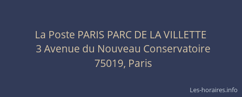 La Poste PARIS PARC DE LA VILLETTE