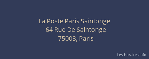 La Poste Paris Saintonge