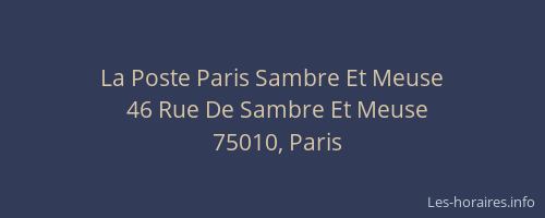 La Poste Paris Sambre Et Meuse