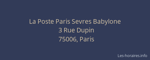 La Poste Paris Sevres Babylone