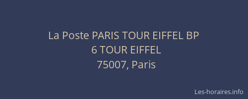 La Poste PARIS TOUR EIFFEL BP