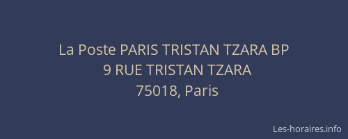 La Poste PARIS TRISTAN TZARA BP