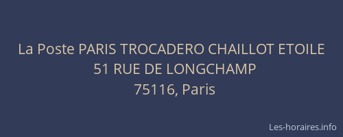 La Poste PARIS TROCADERO CHAILLOT ETOILE