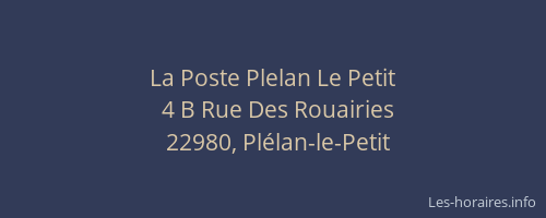 La Poste Plelan Le Petit
