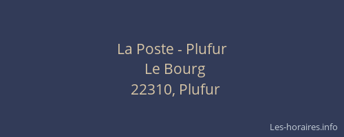 La Poste - Plufur