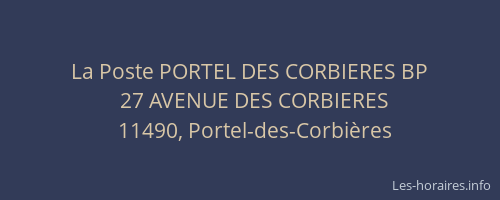 La Poste PORTEL DES CORBIERES BP
