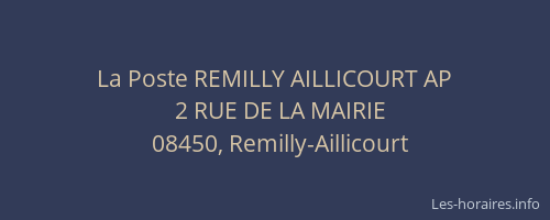 La Poste REMILLY AILLICOURT AP
