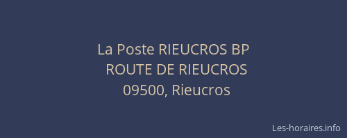 La Poste RIEUCROS BP