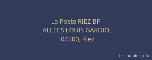La Poste RIEZ BP