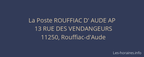 La Poste ROUFFIAC D' AUDE AP