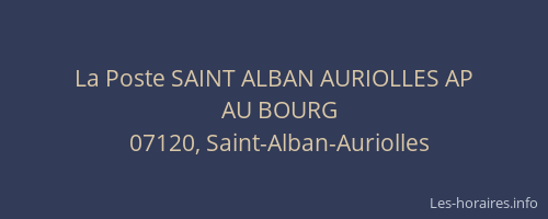 La Poste SAINT ALBAN AURIOLLES AP
