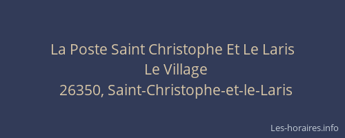 La Poste Saint Christophe Et Le Laris