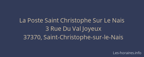 La Poste Saint Christophe Sur Le Nais