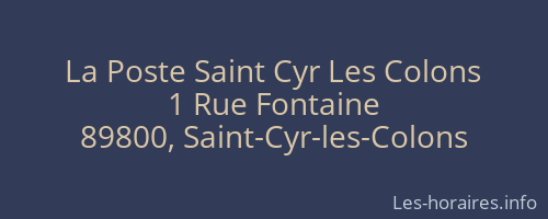 La Poste Saint Cyr Les Colons