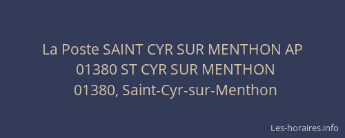 La Poste SAINT CYR SUR MENTHON AP