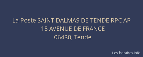 La Poste SAINT DALMAS DE TENDE RPC AP