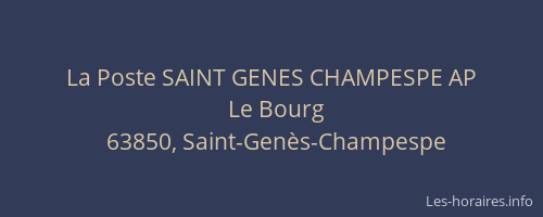 La Poste SAINT GENES CHAMPESPE AP