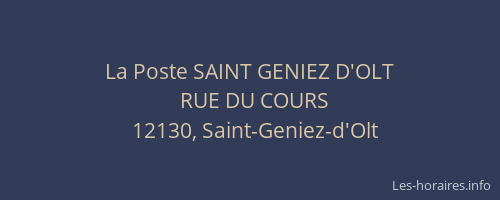 La Poste SAINT GENIEZ D'OLT