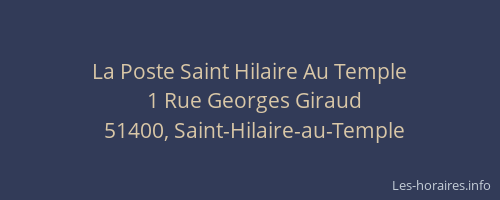 La Poste Saint Hilaire Au Temple