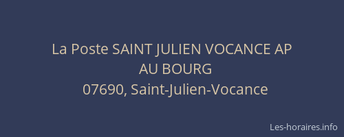 La Poste SAINT JULIEN VOCANCE AP