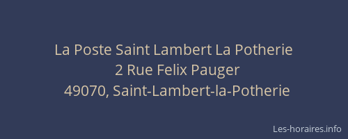 La Poste Saint Lambert La Potherie