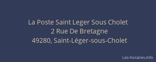 La Poste Saint Leger Sous Cholet