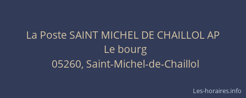 La Poste SAINT MICHEL DE CHAILLOL AP