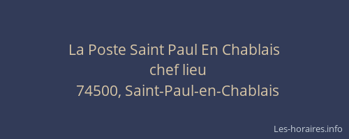 La Poste Saint Paul En Chablais