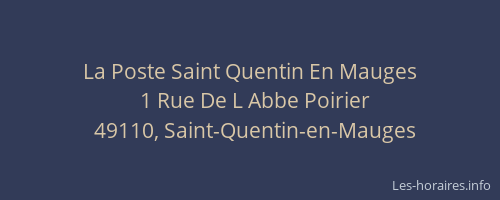 La Poste Saint Quentin En Mauges