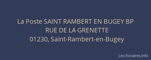 La Poste SAINT RAMBERT EN BUGEY BP