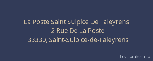 La Poste Saint Sulpice De Faleyrens