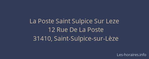 La Poste Saint Sulpice Sur Leze