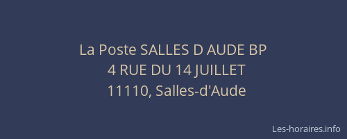 La Poste SALLES D AUDE BP