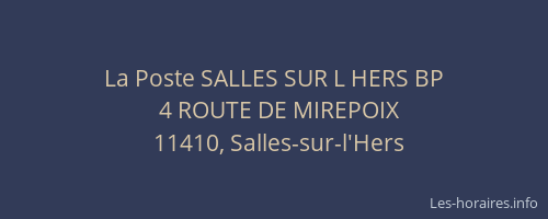 La Poste SALLES SUR L HERS BP