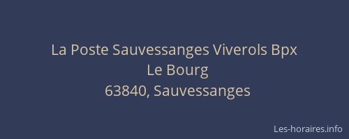 La Poste Sauvessanges Viverols Bpx