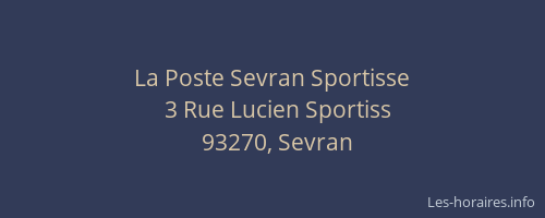 La Poste Sevran Sportisse