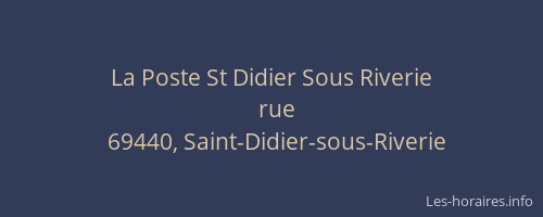 La Poste St Didier Sous Riverie