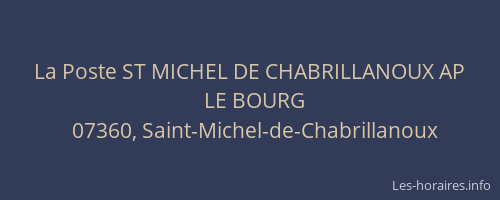 La Poste ST MICHEL DE CHABRILLANOUX AP