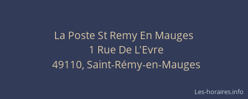 La Poste St Remy En Mauges
